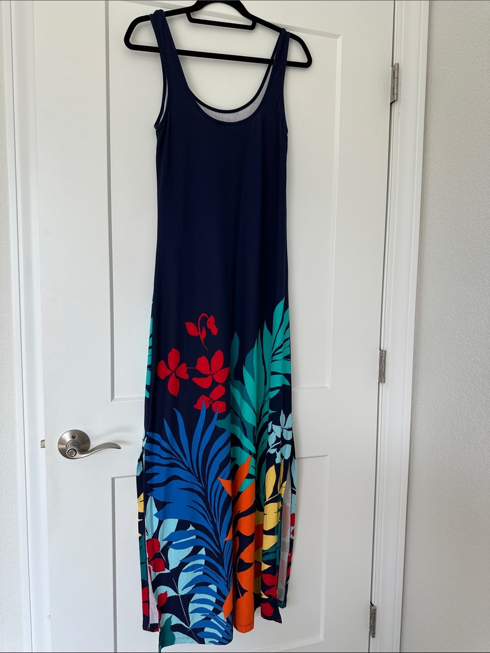 Navy Tropical Print Maxi Dress - Sleeveless Summer Dress